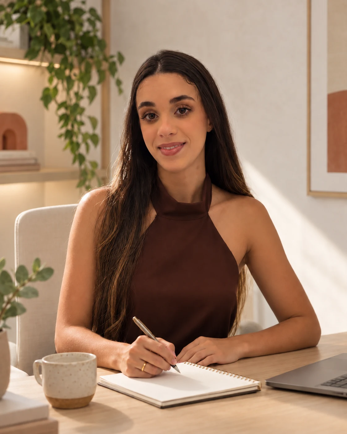 Retrato editorial de Giovanna Braz durante um atendimento nutricional